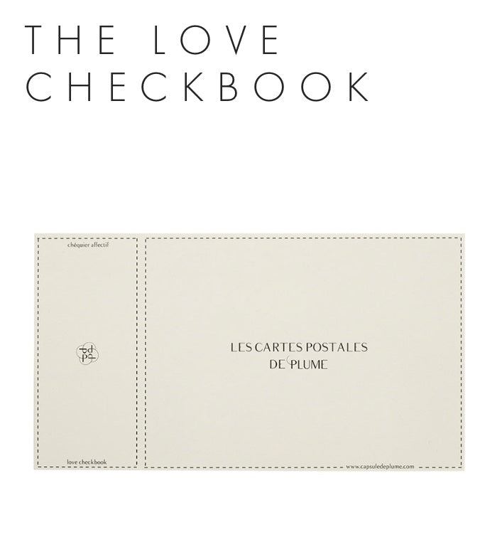 LOVE CHECKBOOK ® POSTCARDS/
CHEQUIER AFFECTIF de VOYAGE